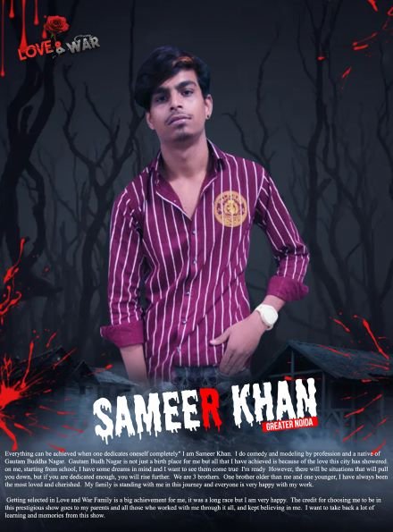 model SAMEER KHAN GREATER NOIDA Love and war