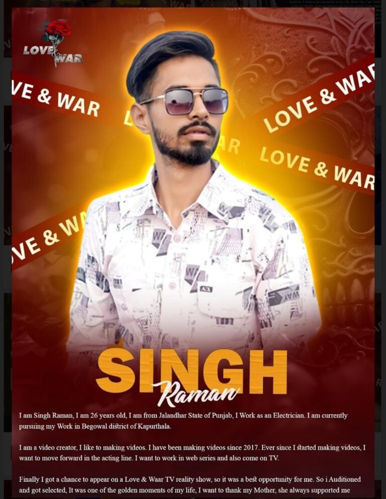 MODEL Singh Raman Jalandhar LOVE and WAR